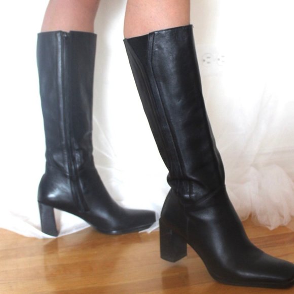 Knee high square toe boots - Picture 1 of 4